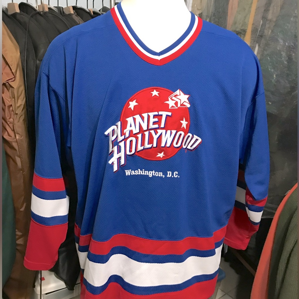 Vintage 1990s Planet Hollywood Washington D.C. Hockey Jersey Sz XL J2
